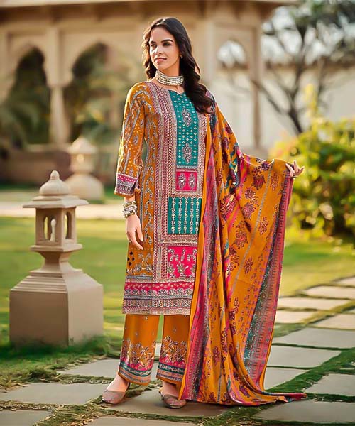 Orange  Viscose Rayon Printed Salwar Kameez in mumbai