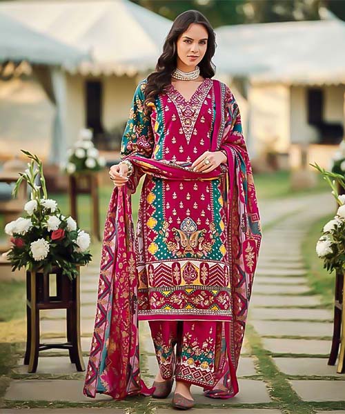 Red Viscose Rayon Printed Salwar Kameez in mumbai