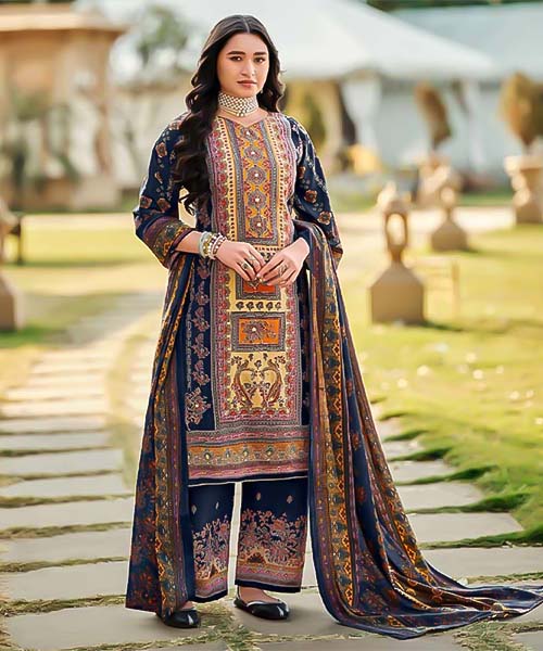 Blue Viscose Rayon Printed Salwar Kameez in mumbai