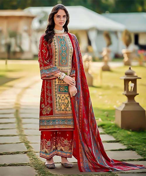 Red Viscose Rayon Printed Salwar Kameez in mumbai