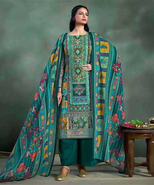 Green  Mix Cotton Printed Salwar Kameez in czech republic