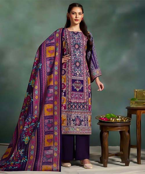 Violet Mix Cotton Printed Salwar Kameez in czech republic