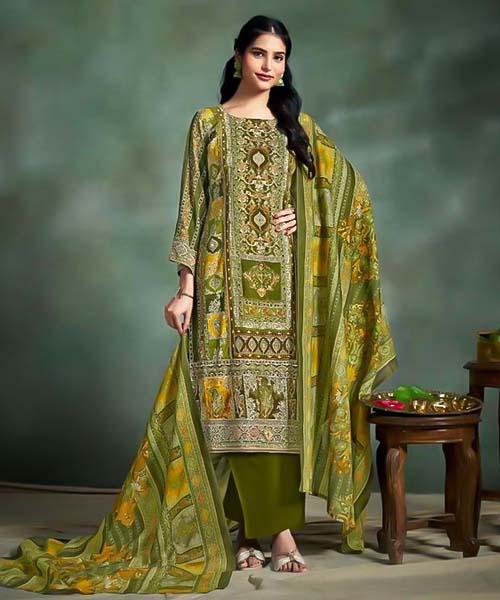 Green  Mix Cotton Printed Salwar Kameez in czech republic