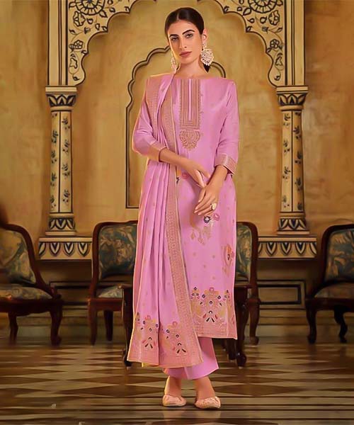 Pink Viscose Muslin Jacquard Casual Wear Salwar Kameez in delhi