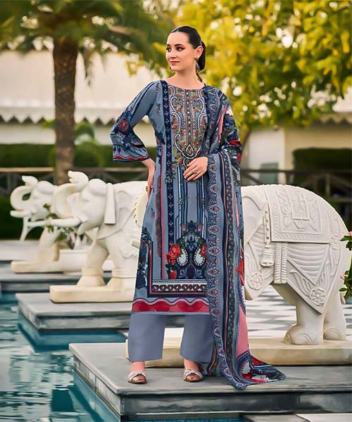 Grey Cotton Casual Wear Salwar Kameez in oxford