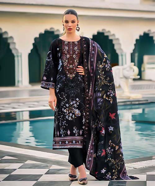 Black Cotton Casual Wear Salwar Kameez in oxford