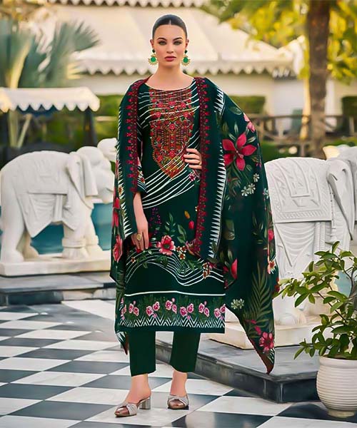 Green  Cotton Casual Wear Salwar Kameez in oxford