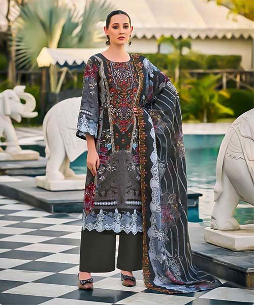 Grey Cotton Casual Wear Salwar Kameez in oxford