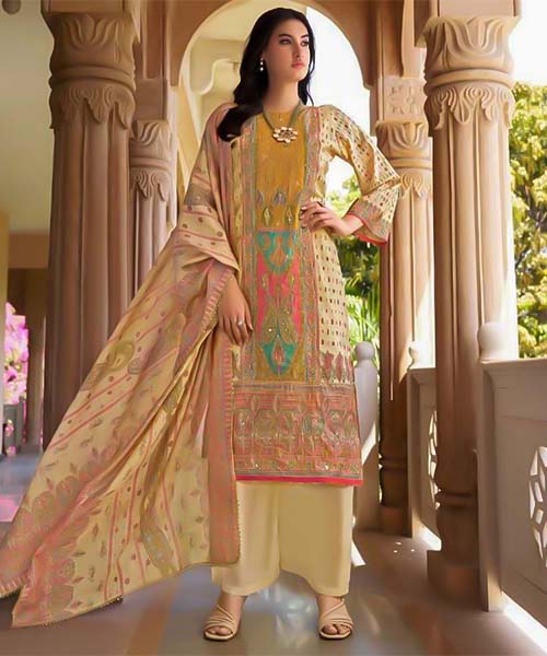 Yellow  Modal Viscose Muslin Printed Salwar Kameez in northampton