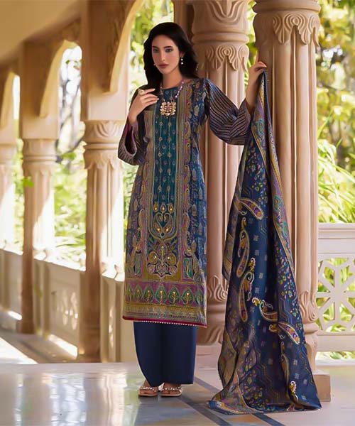 Blue Modal Viscose Muslin Printed Salwar Kameez in northampton