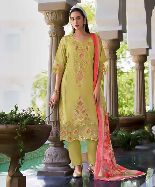 Green  Cotton Lawn Casual Wear Salwar Kameez in australia