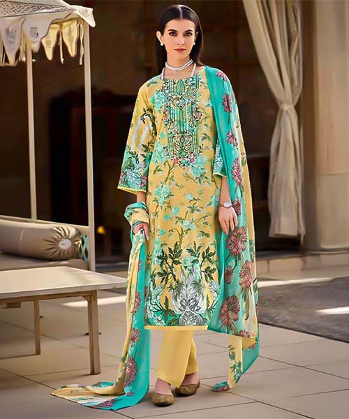 Green  Cotton Casual Wear Salwar Kameez in cardiff