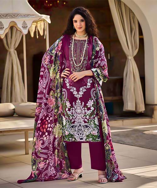 Violet Cotton Casual Wear Salwar Kameez in cardiff