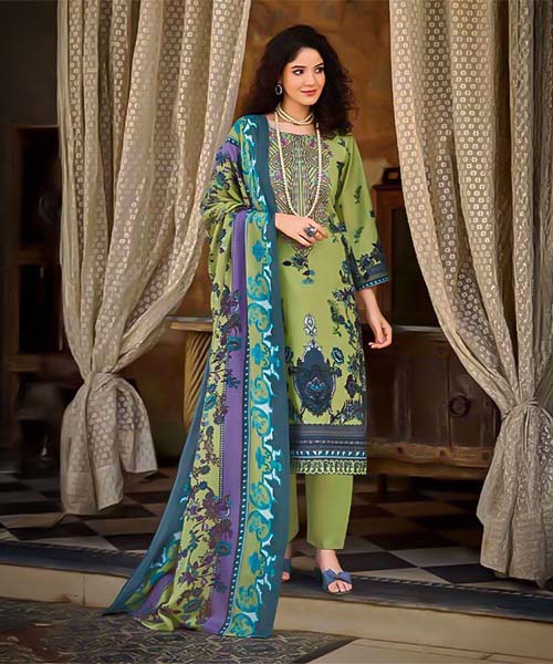 Green  Cotton Casual Wear Salwar Kameez in cardiff