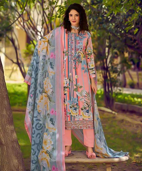 Salmon Cotton Casual Wear Salwar Kameez in cardiff