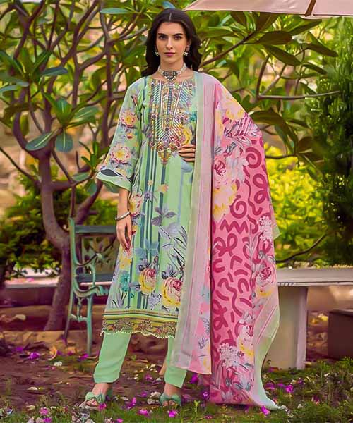 Green  Cotton Casual Wear Salwar Kameez in cardiff