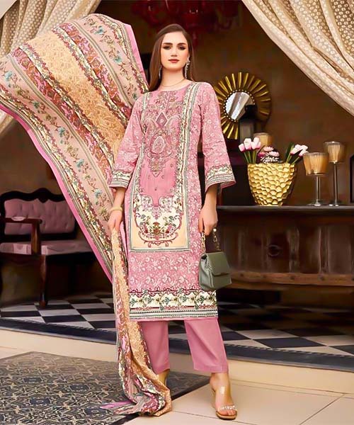 Pink  Cotton Casual Wear Salwar Kameez