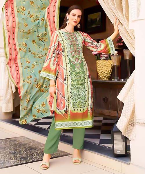 Green  Cotton Casual Wear Salwar Kameez