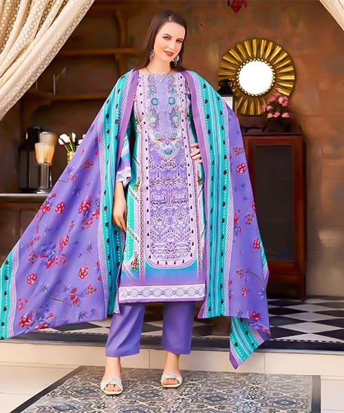 Purple  Cotton Casual Wear Salwar Kameez