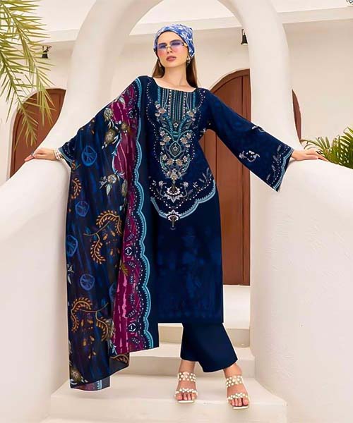 Blue  Viscose Rayon Casual Wear Salwar Kameez