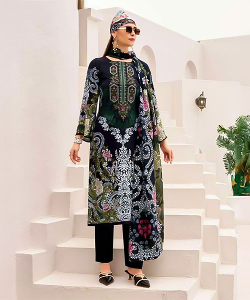 Black  Viscose Rayon Casual Wear Salwar Kameez