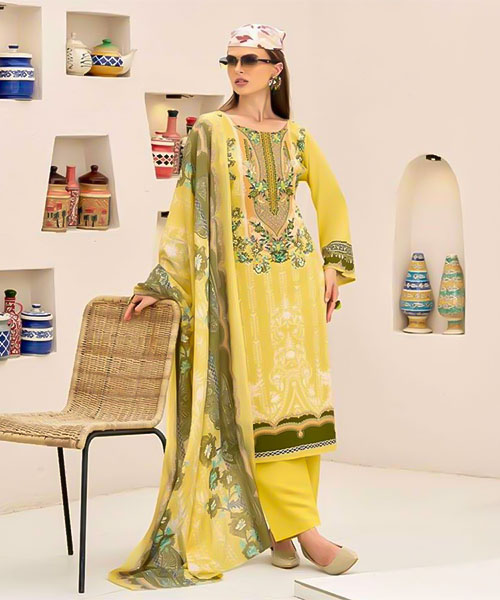 Yellow Viscose Rayon Casual Wear Salwar Kameez