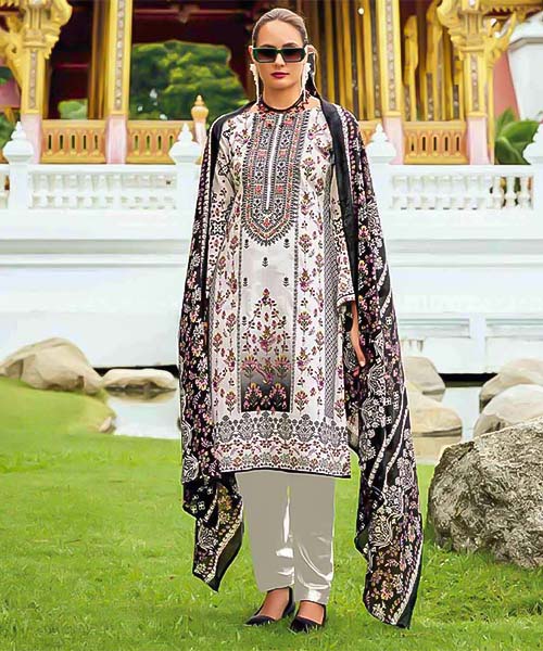 White  Cotton Printed Salwar Kameez in mumbai