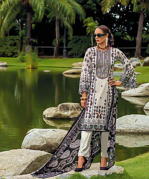 White  Cotton Printed Salwar Kameez in mumbai