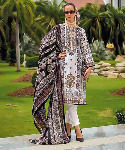 White  Cotton Printed Salwar Kameez in mumbai