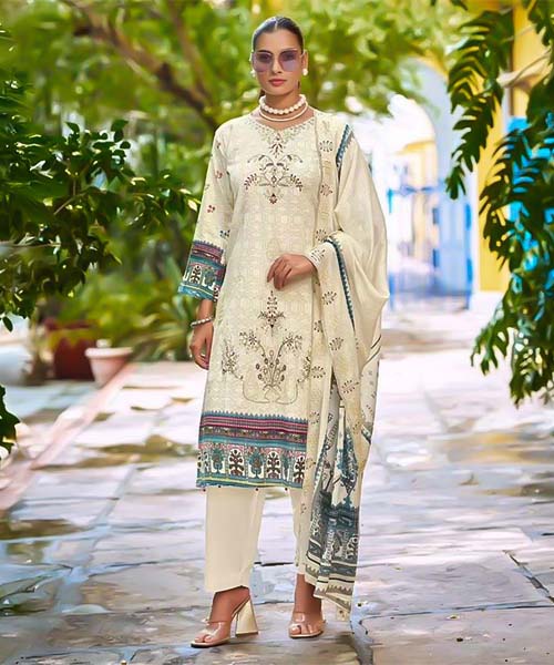 White Lawn Cotton Casual Wear Salwar Kameez in chester
