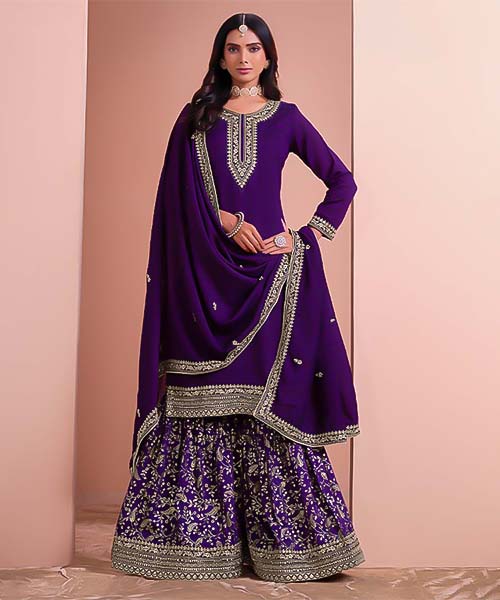 Purple  Silk Party Wear Salwar Kameez