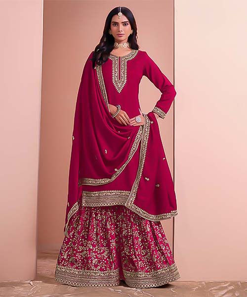 Red  Silk Party Wear Salwar Kameez