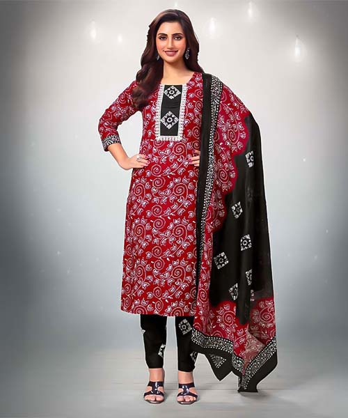 Red  Cotton Casual Wear Salwar Kameez in bolton