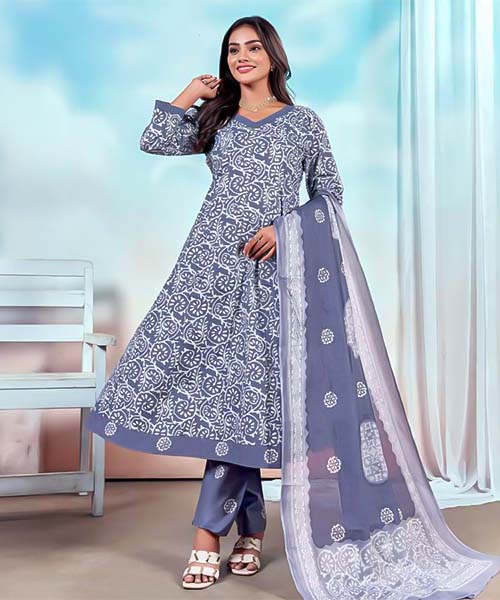 Purple  Cotton Casual Wear Salwar Kameez