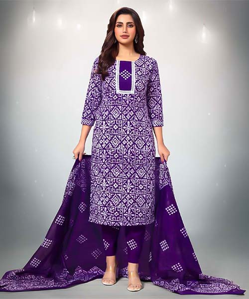 Purple Cotton Casual Wear Salwar Kameez in bolton