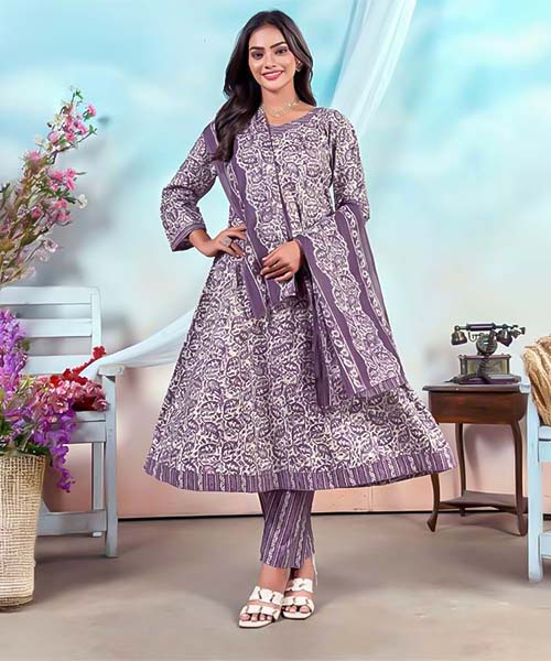 Violet Cotton Casual Wear Salwar Kameez in northampton