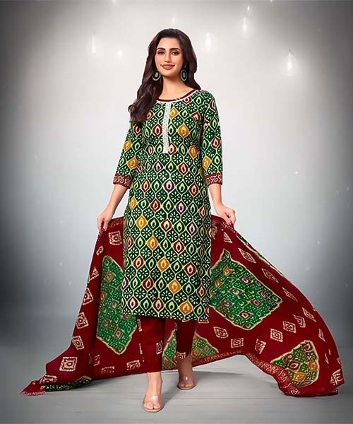 Green Cotton Casual Wear Salwar Kameez in bolton