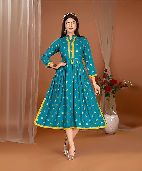 Blue Rayon Casual Wear Kurti in delhi