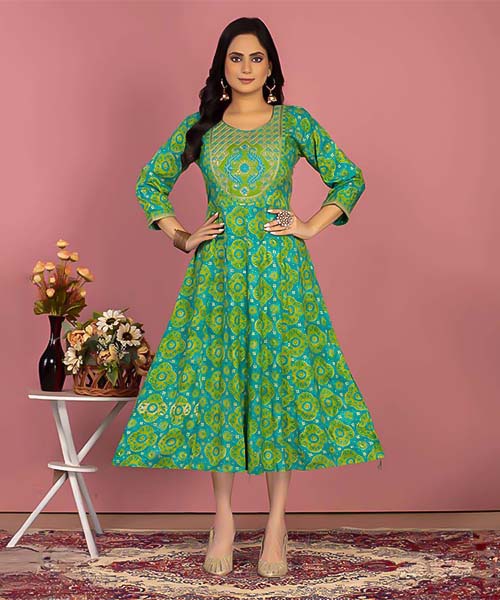 Green  Rayon Printed Kurti in st davids