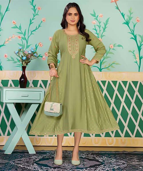Green  Roman Silk  Casual Wear Kurti in belfast