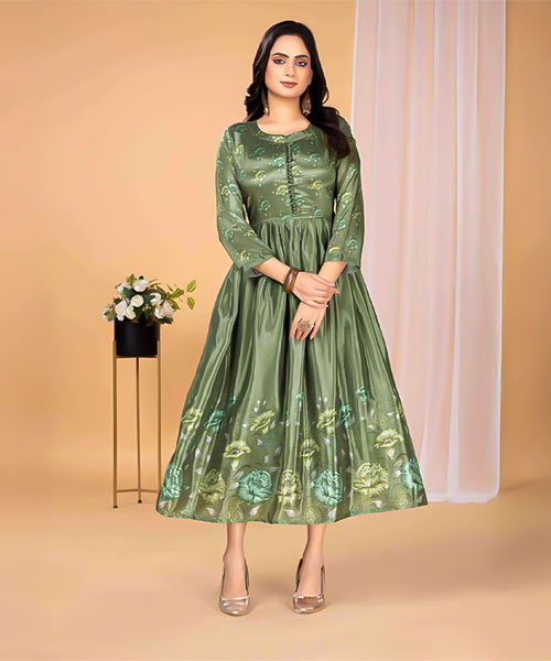 Green  Stylon Silk Casual Wear Kurti in fiji