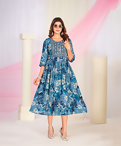 Blue Modal Printed Kurtis