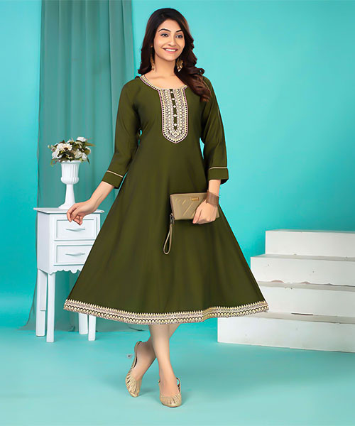 Green  Roman Silk Casual Wear Kurti in southampton