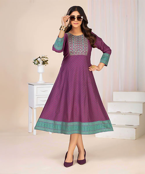 Purple  Chanderi Casual Wear Kurti in ipswich