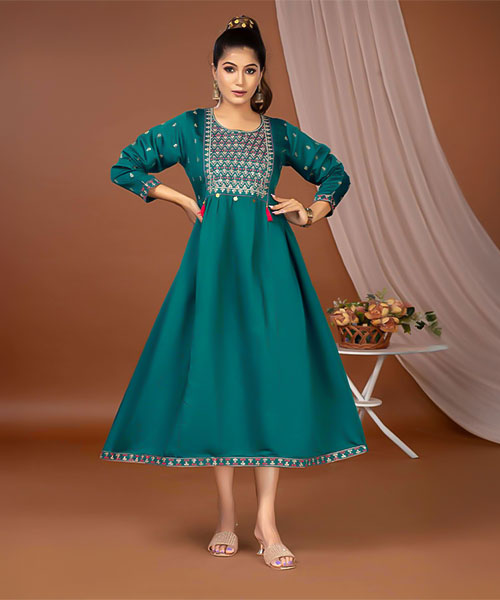 Green  Roman Silk  Casual Wear Kurti in ipswich