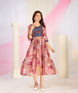 Peach Modal Printed Kurtis