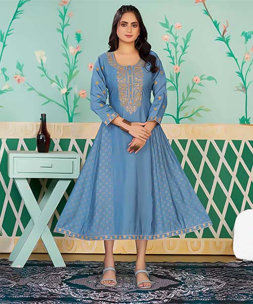 Blue  Roman Silk  Casual Wear Kurti in belfast