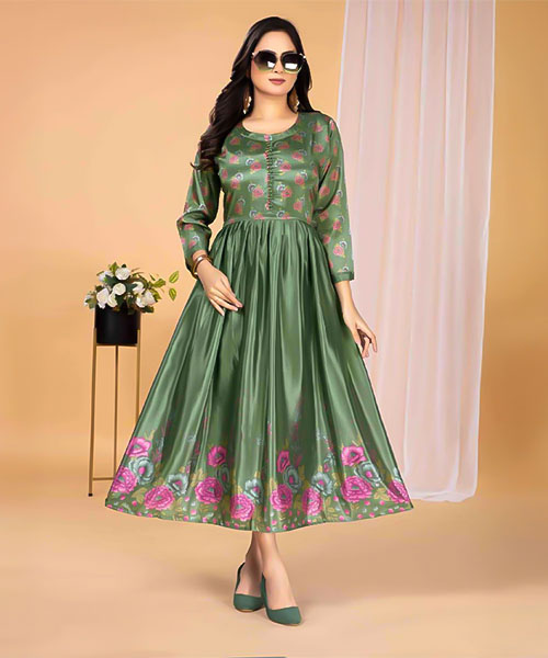 Green  Stylon Silk Casual Wear Kurti in fiji