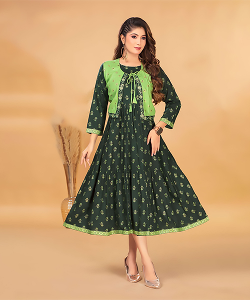 Sea green Rayon Casual Kurtis