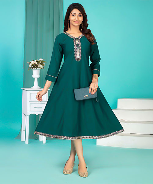 Green  Roman Silk Casual Wear Kurti in southampton